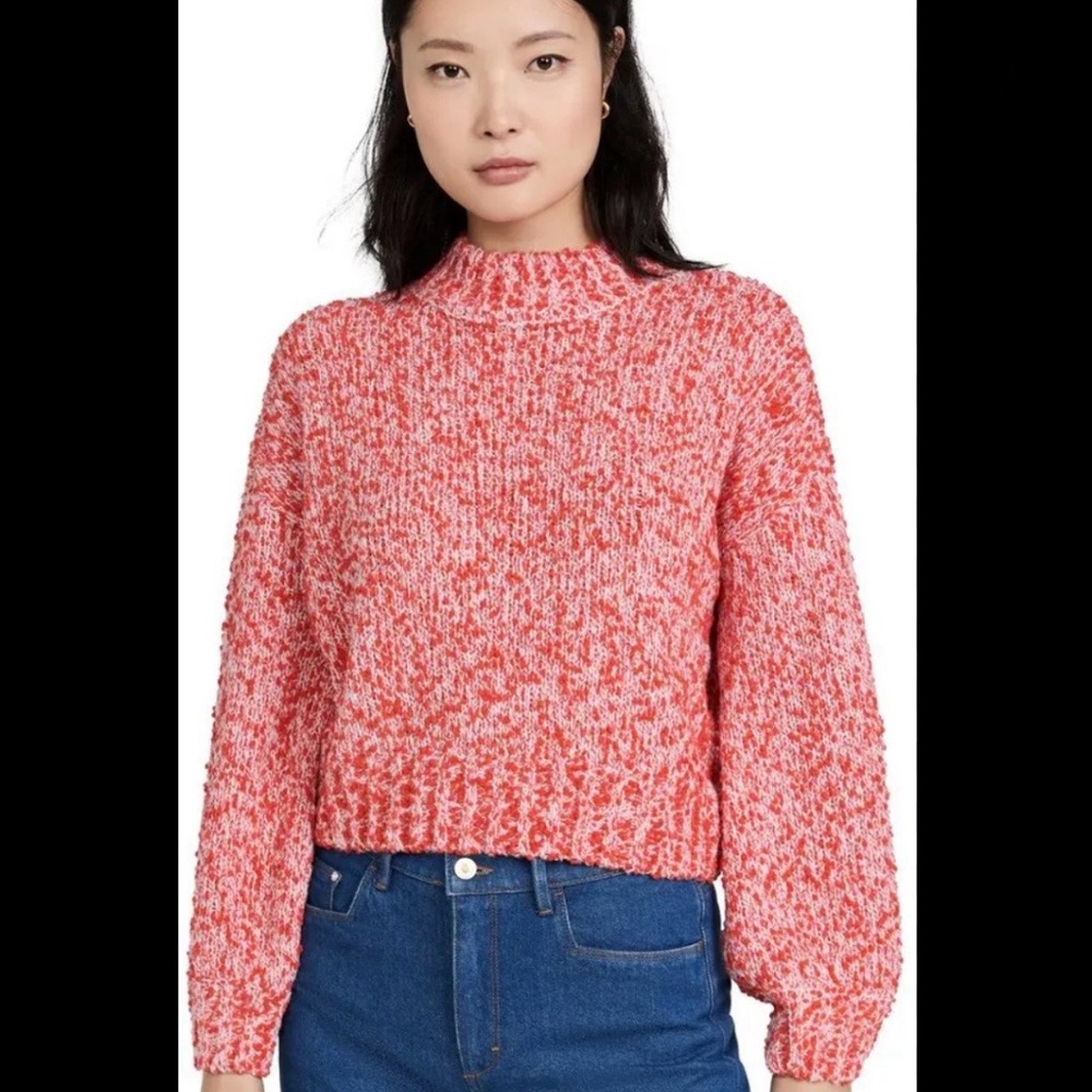 Scotch & Soda Boucle knit Crew Neck Sweater, Red Pink White marled, XS